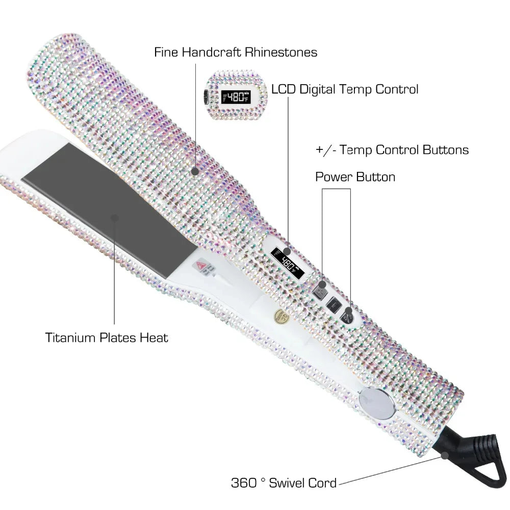 Rhinestone Titanium 2-Inch LCD Hair Straightener