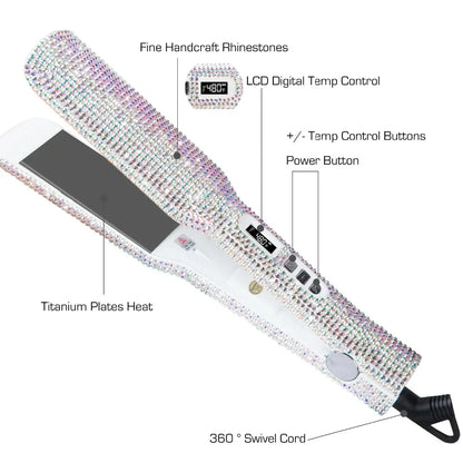 Rhinestone Titanium 2-Inch LCD Hair Straightener