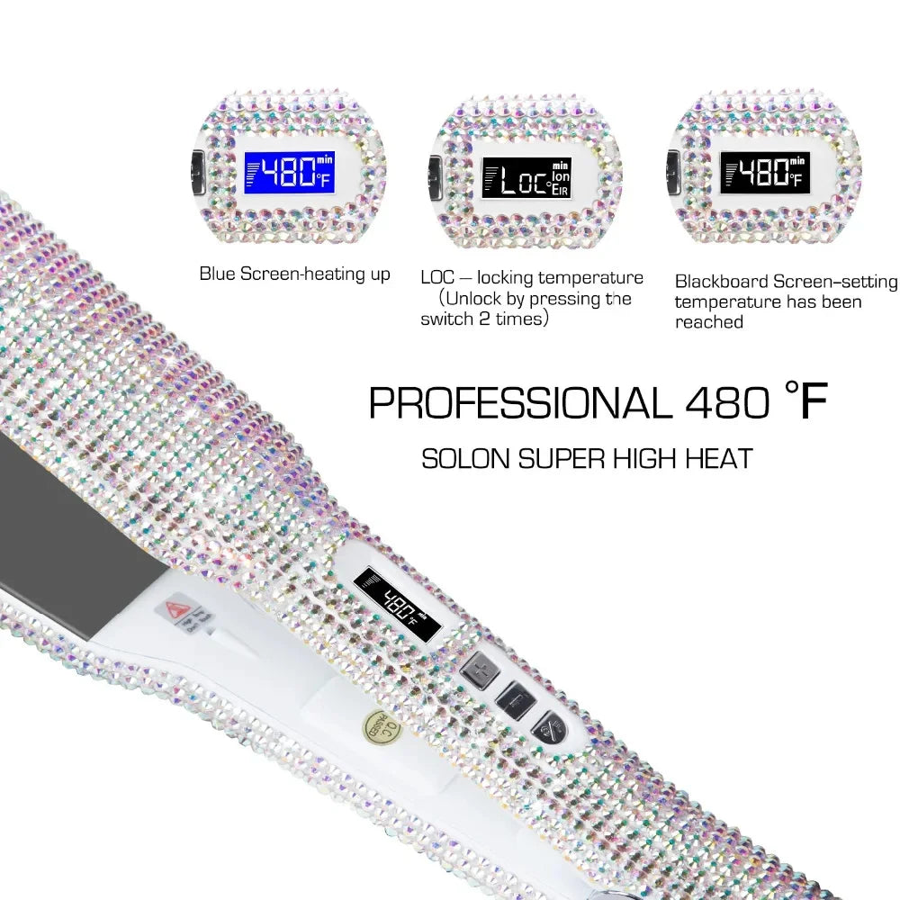 Rhinestone Titanium 2-Inch LCD Hair Straightener