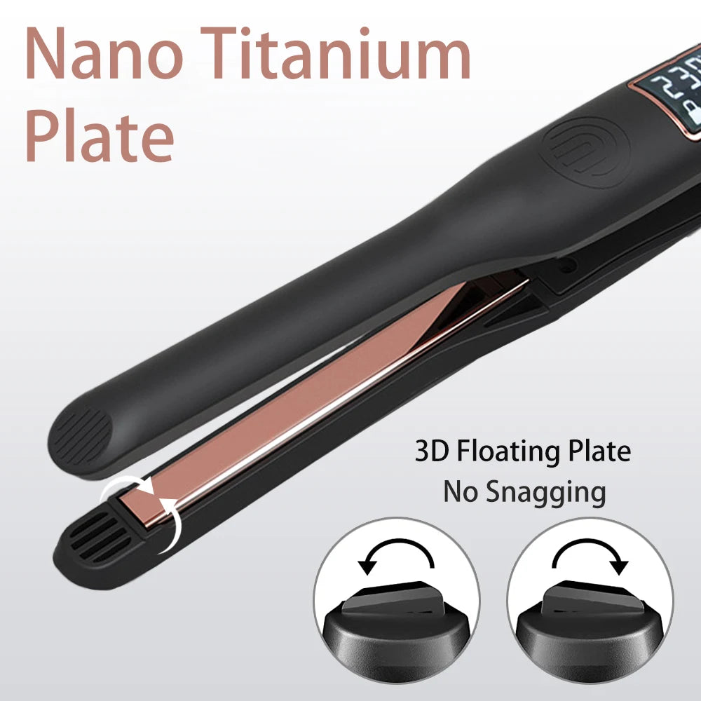 Mini Titanium Pencil Flat Iron 2-in-1 Thin Plate Curler