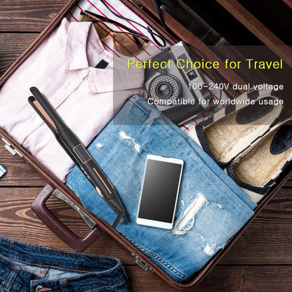 Mini Titanium Pencil Flat Iron 2-in-1 Thin Plate Curler