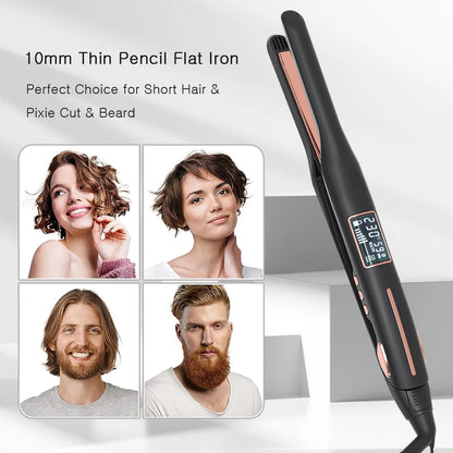 Mini Titanium Pencil Flat Iron 2-in-1 Thin Plate Curler