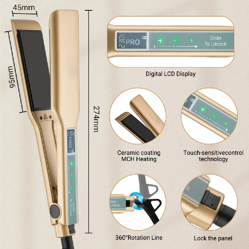 Touch Screen Titanium Wide Plate Hair Straightener