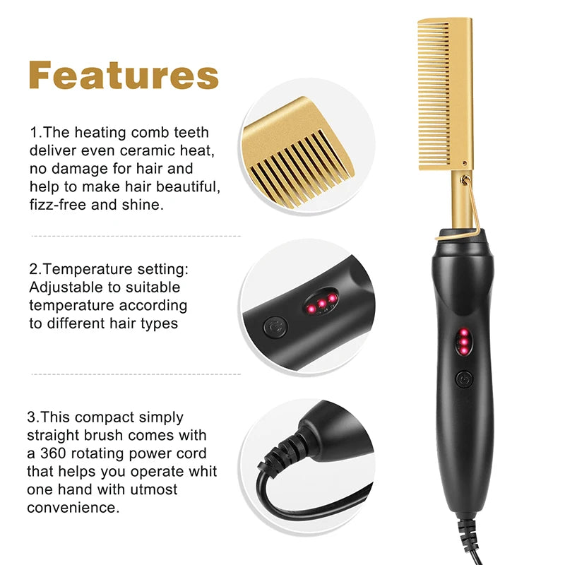 2-in-1 Electric Hot Comb Straightener and Curler