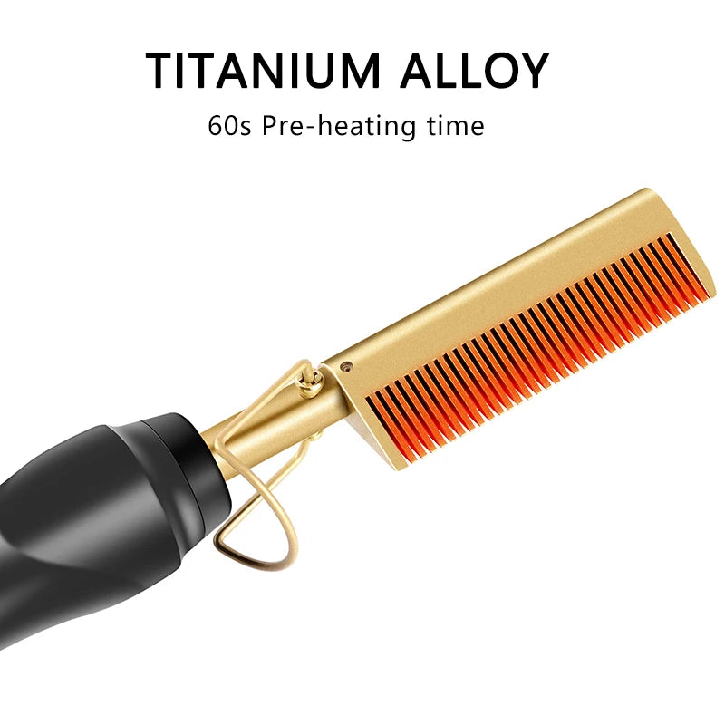 2-in-1 Electric Hot Comb Straightener and Curler
