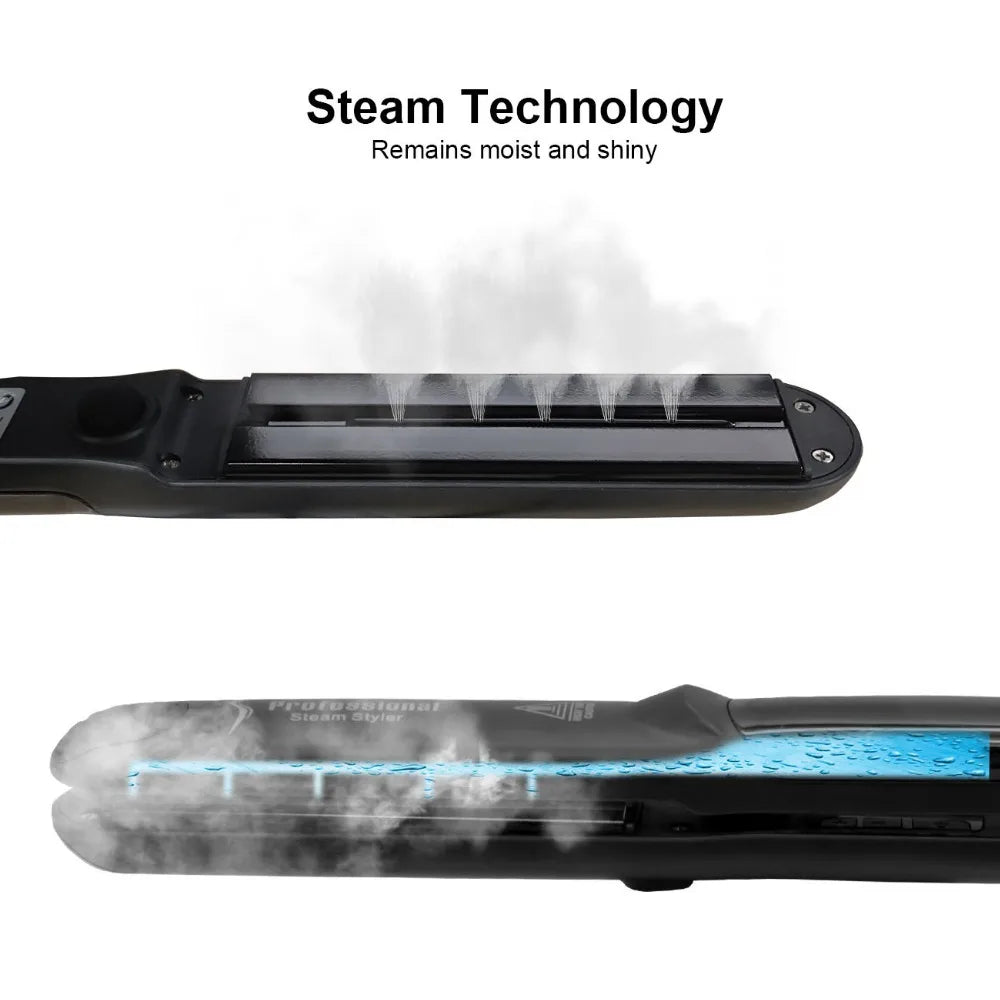 Professional Steam Ceramic Hair Straightener 450°F Fast Heating Flat Iron