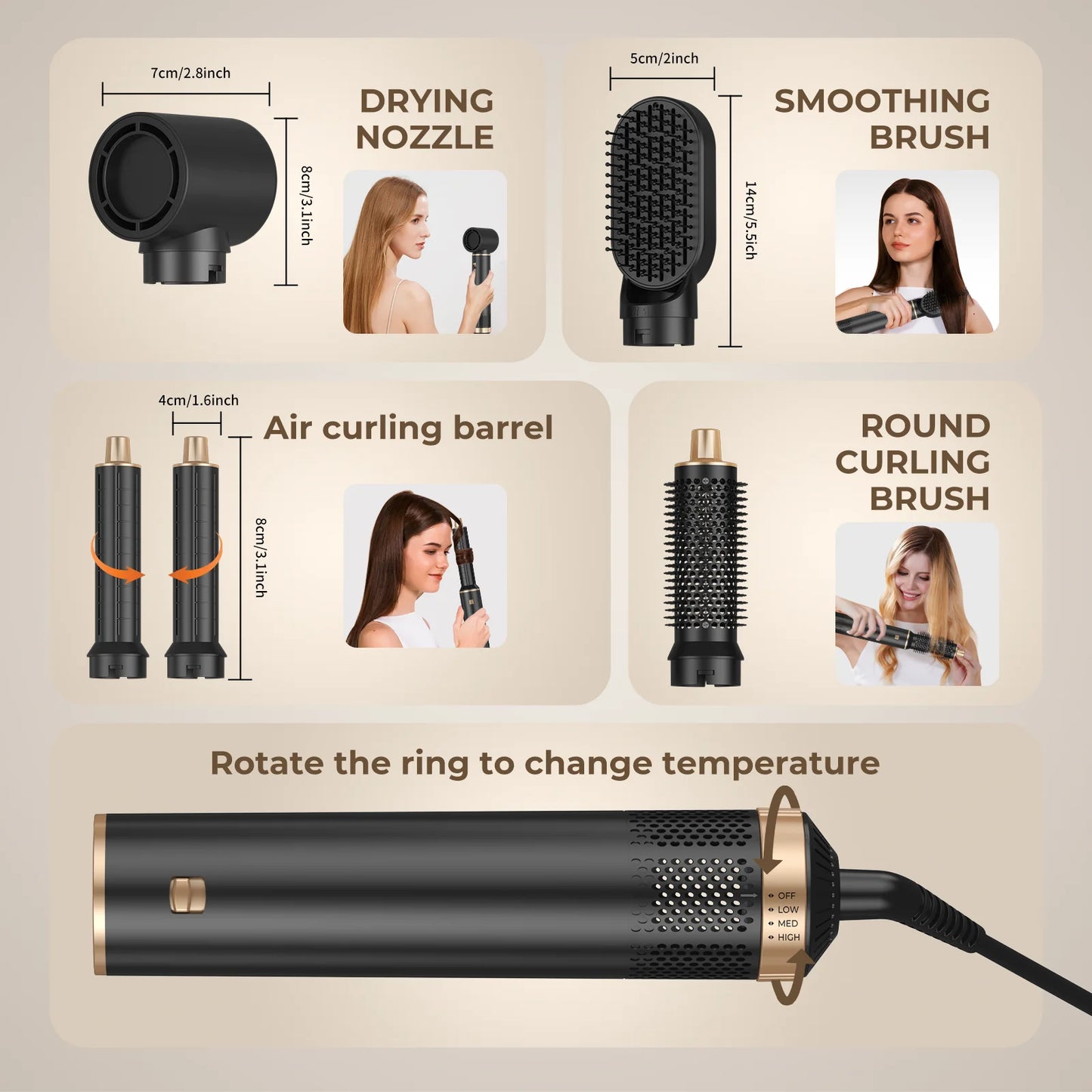 5-in-1 Negative Ion Multifunctional Hair Dryer