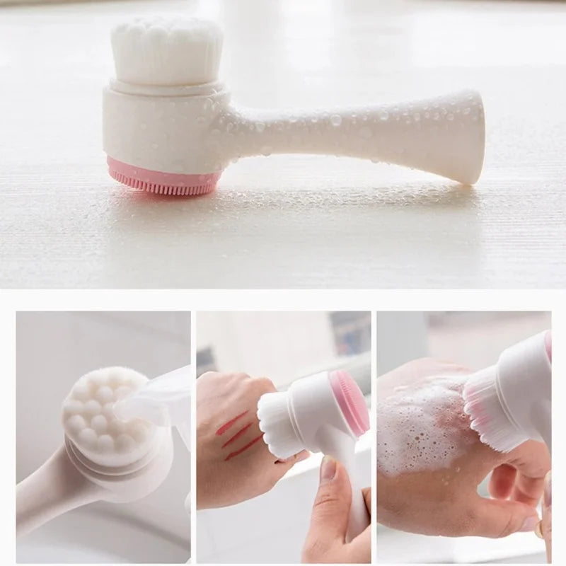 3D Double-Sided Silicone Facial Cleansing Brush