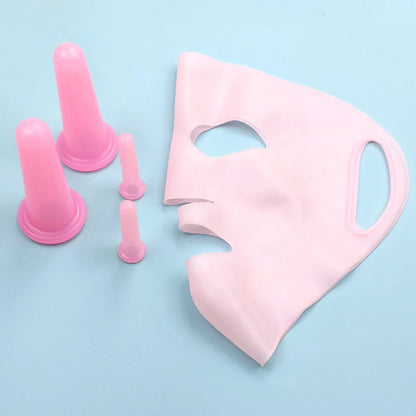 Silicone Vacuum Cupping and Face Mask Holder Massage Set
