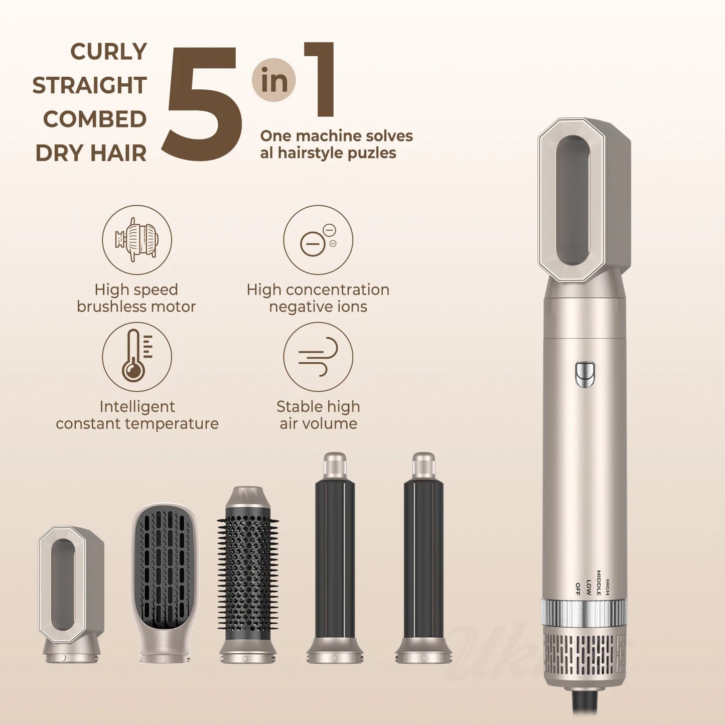5-in-1 Professional High-Speed Hair Dryer and Hot Air Styling Brush