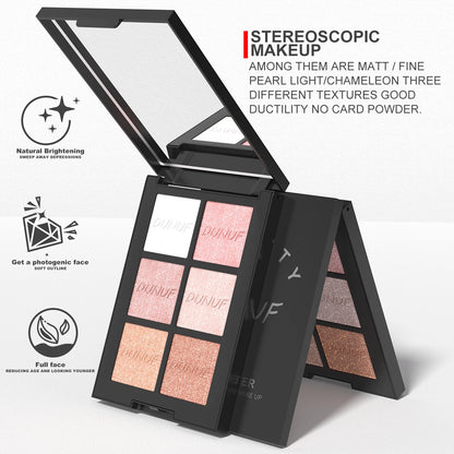 6-Color Pearl Shimmer Highlighter Palette