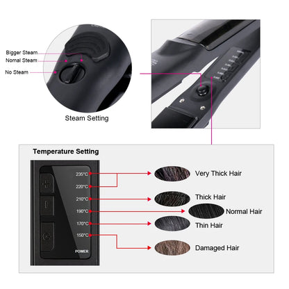 Professional Ceramic Steam Straightener and Curler