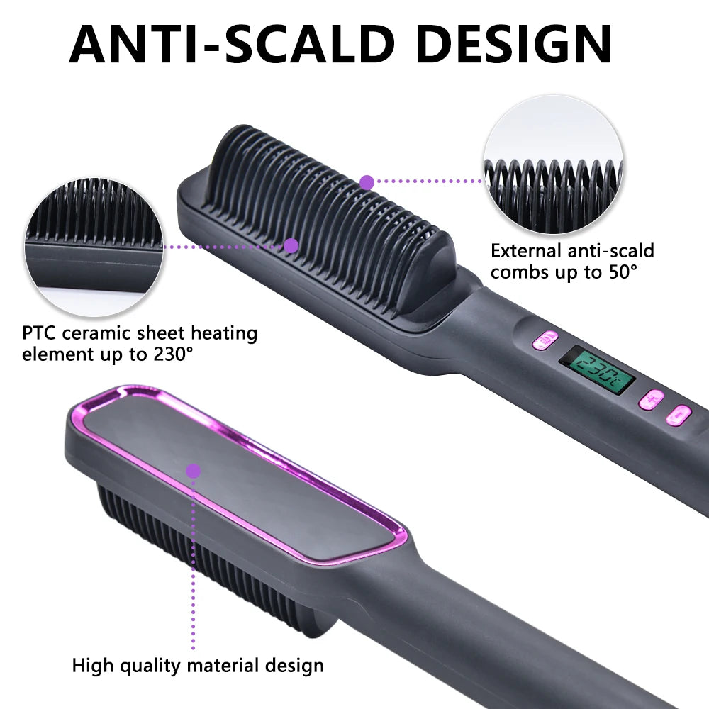 Electric Hot Comb Straightening Brush