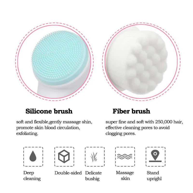 3D Double-Sided Silicone Facial Cleansing Brush