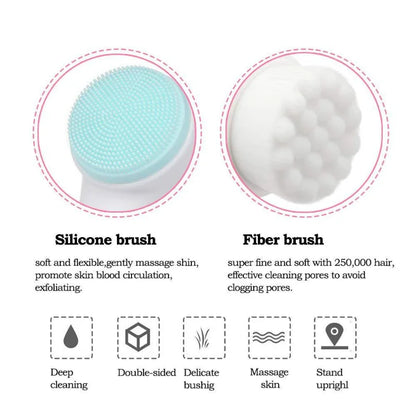 3D Double-Sided Silicone Facial Cleansing Brush