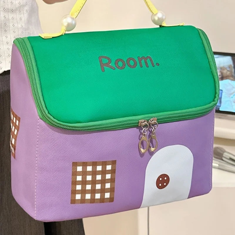 Large-Capacity House-Shaped Travel Cosmetic Bag