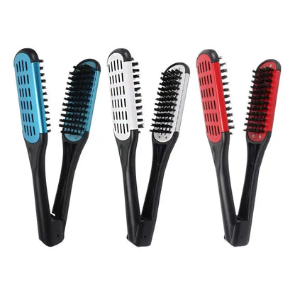 Boar Bristle Hair Straightening Clamp Comb