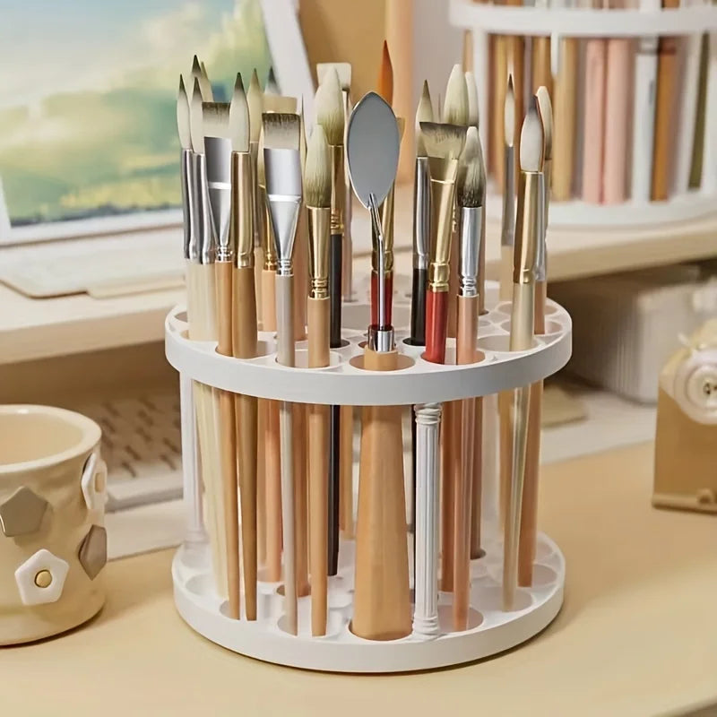 Rotating Multi-Functional Cosmetic Brush Storage Rack
