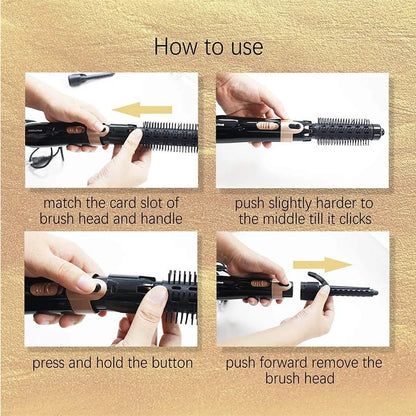 4-in-1 Rotating Ionic Hot Air Brush Hair Dryer Styler