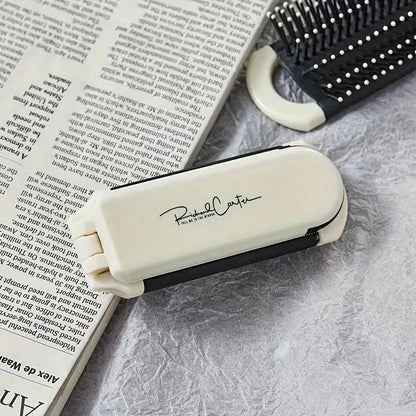 Folding Mini Pocket Hair Comb with Mirror Portable Styling Brush