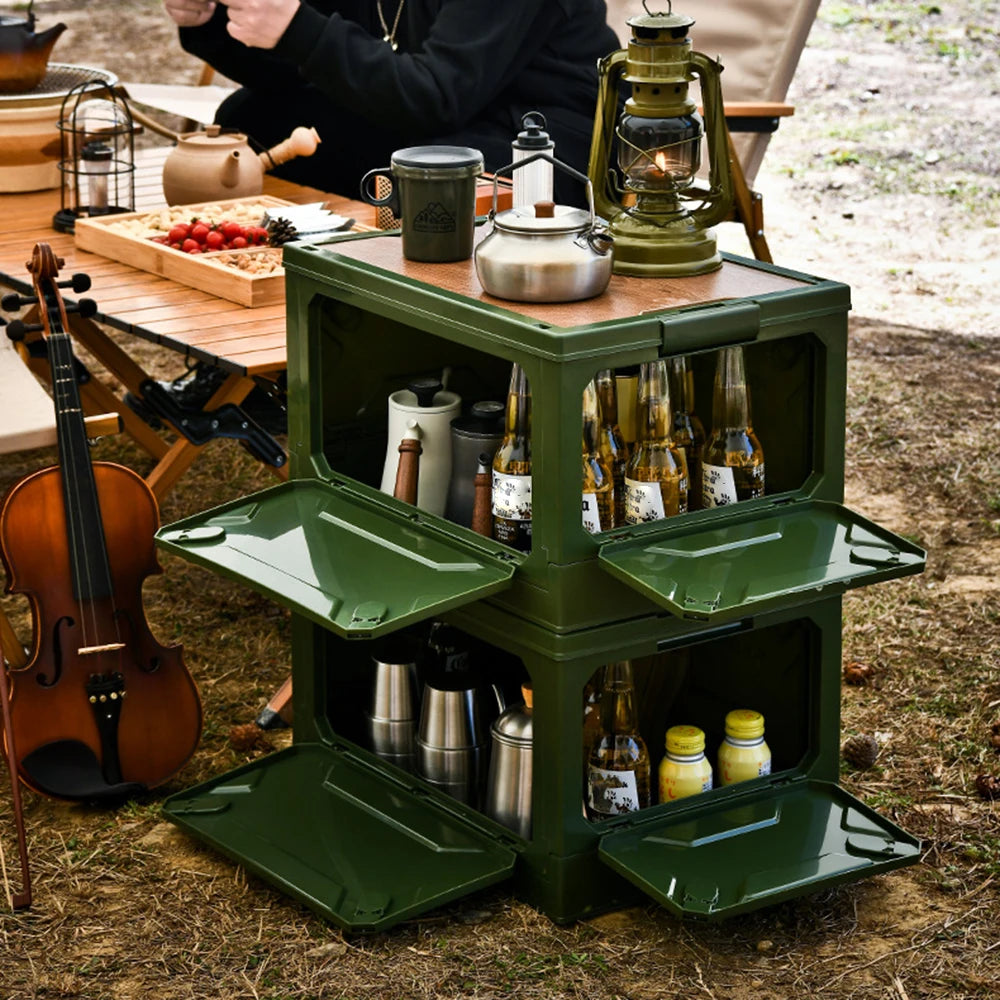 Dual-Purpose Folding Storage Box and Table
