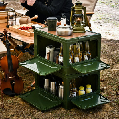 Dual-Purpose Folding Storage Box and Table