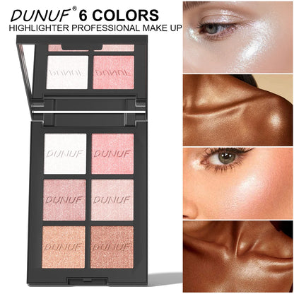 6-Color Pearl Shimmer Highlighter Palette