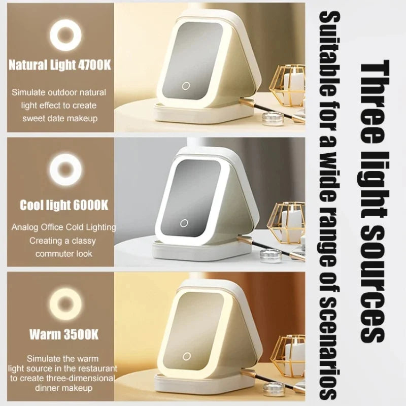 Portable LED Mirror Makeup Storage Box