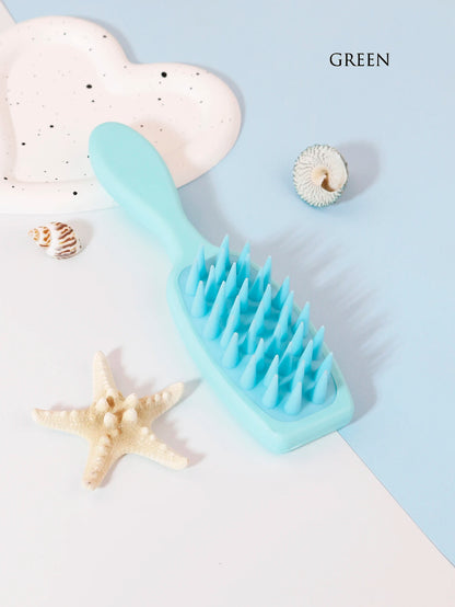Long-Handled Silicone Scalp Massage Shampoo Brush