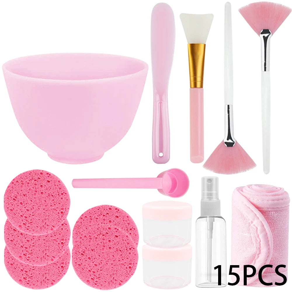 15PCS Silicone Facial Mask Mixing & Application Set