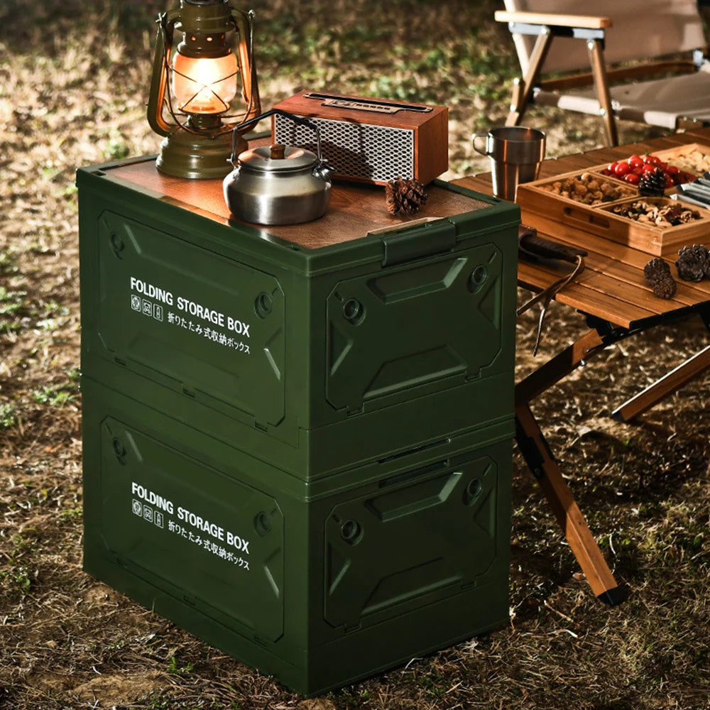 Dual-Purpose Folding Storage Box and Table