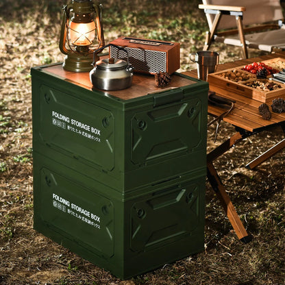 Dual-Purpose Folding Storage Box and Table