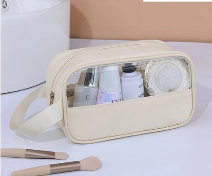 Beige Transparent Waterproof Makeup Bag