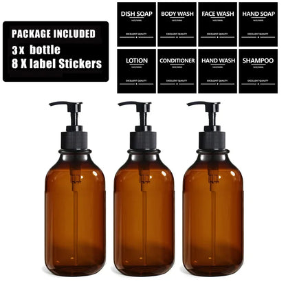 Reusable 500ml Amber Soap Bottle Set