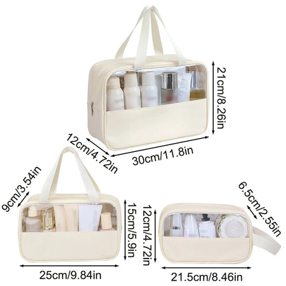 Beige Transparent Waterproof Makeup Bag