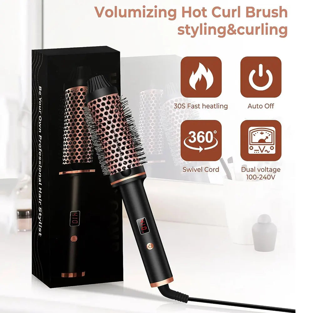 Ceramic Ionic Heated Curling Brush Volumizer