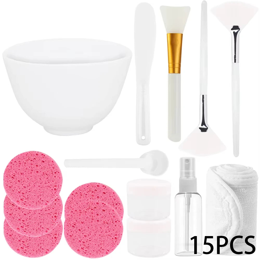 15PCS Silicone Facial Mask Mixing & Application Set