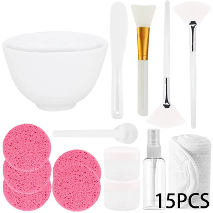 15PCS Silicone Facial Mask Mixing & Application Set