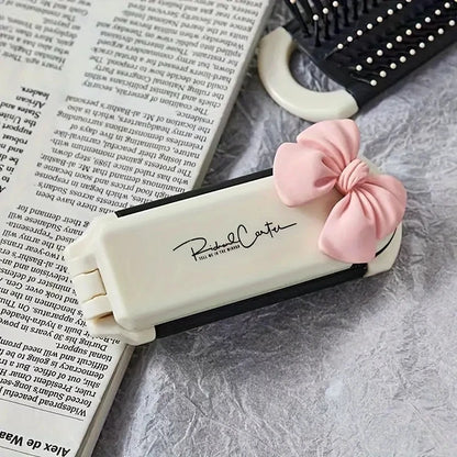 Folding Mini Pocket Hair Comb with Mirror Portable Styling Brush