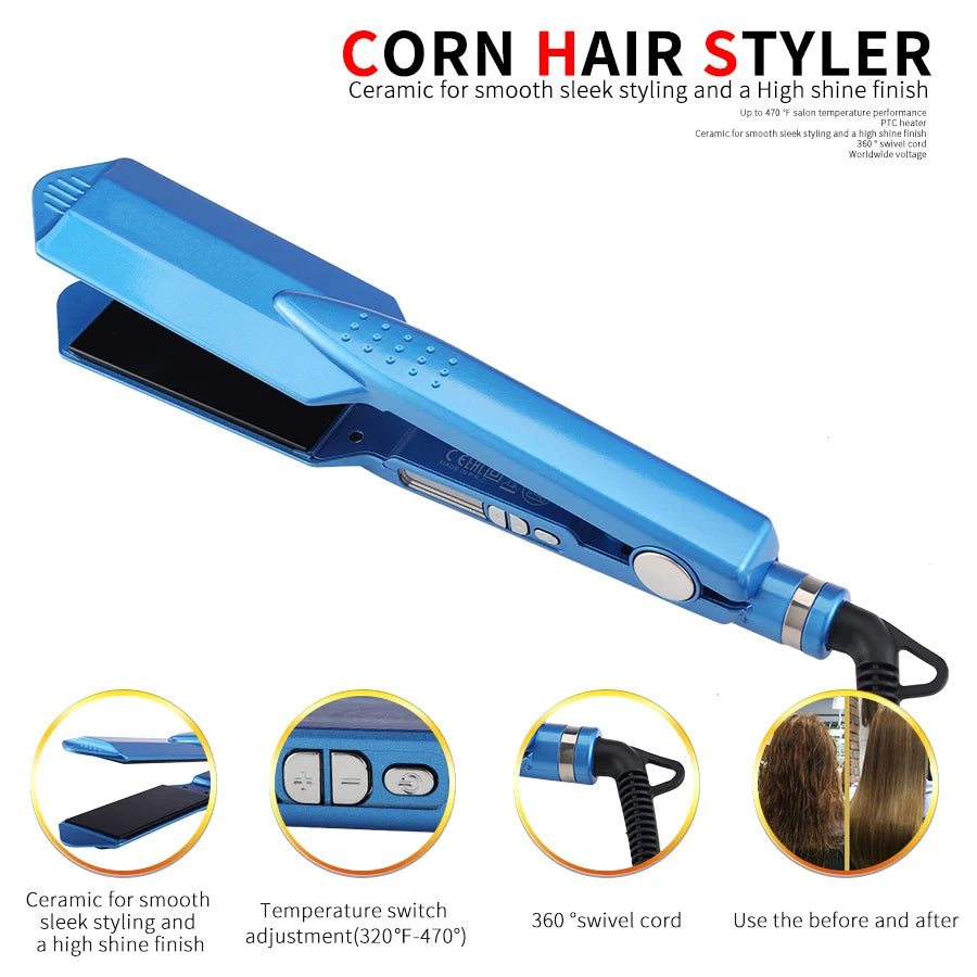 Professional 1¼" Nano Titanium Hair Straightener and Curler 450°F Styler