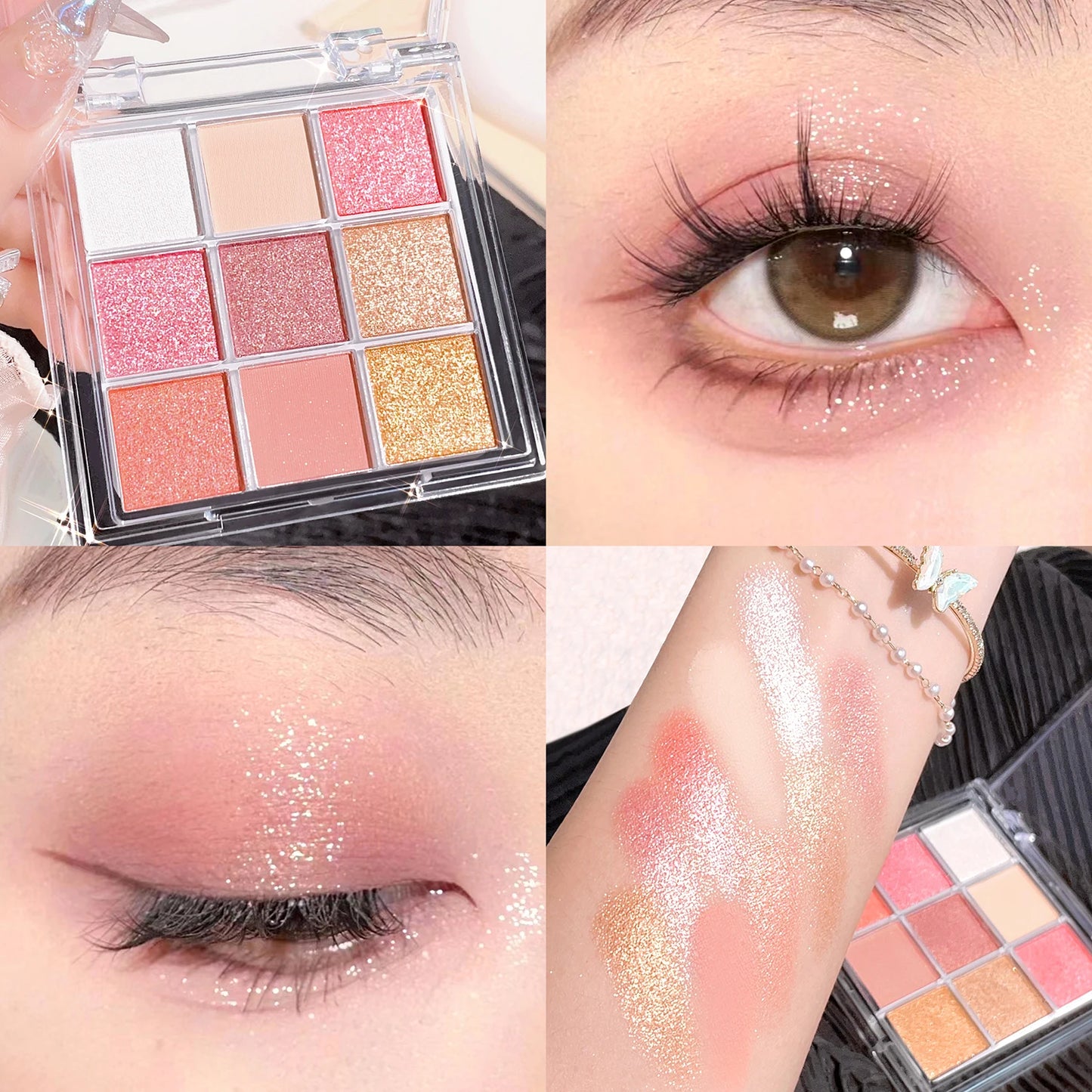 Nine-Color Matte and Glitter Eyeshadow Palette