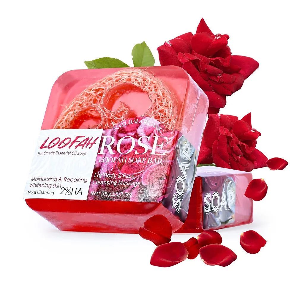 Handmade Loofah Rose Essential Oil Soap