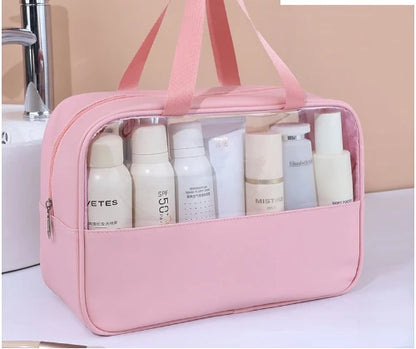Beige Transparent Waterproof Makeup Bag
