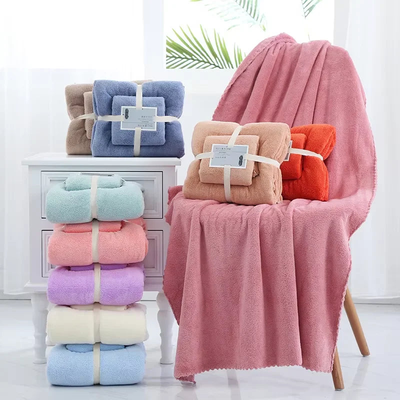 Super Soft Coral Velvet Bath Towel Set