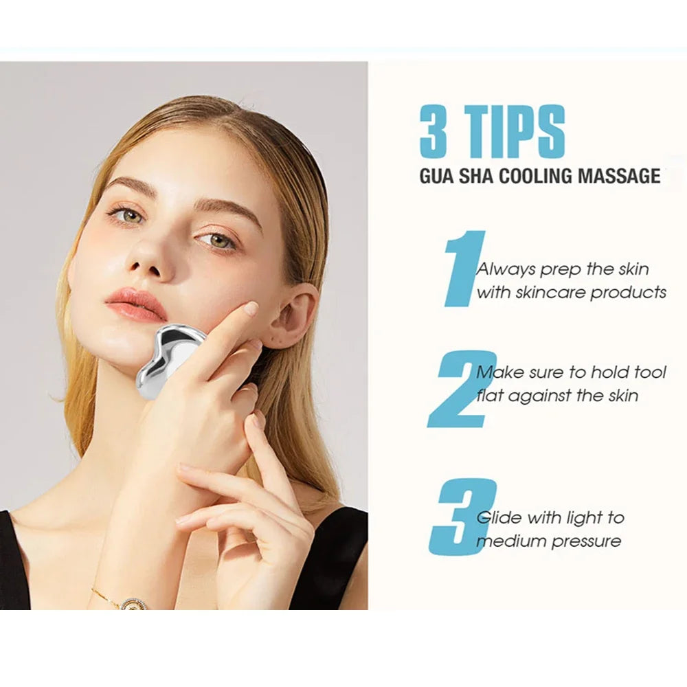 Stainless Steel Ice Roller and Gua Sha Set