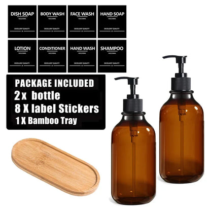 Reusable 500ml Amber Soap Bottle Set