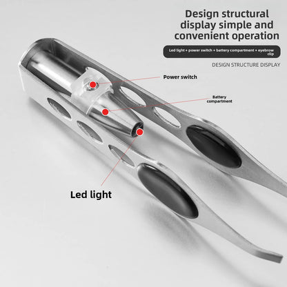 LED Stainless Steel Eyebrow Tweezer