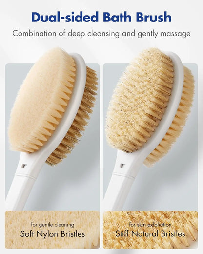 Dual-Bristle Long-Handle Back Scrubber Brush
