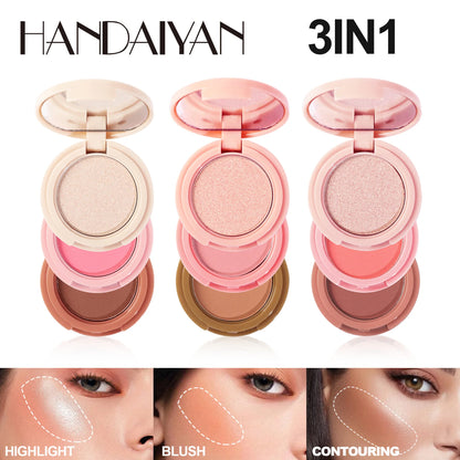 Three-in-One Eyeshadow Highlighter Blush Palette