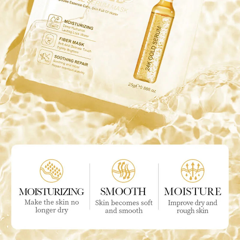 24K Gold Vitamin C and Hyaluronic Acid Facial Mask Set